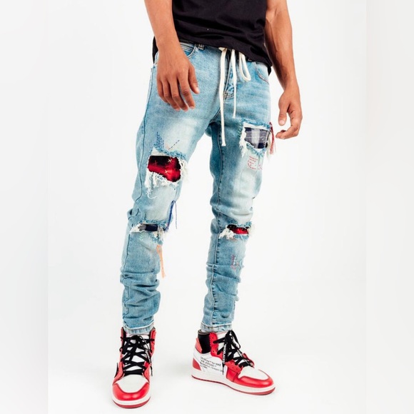 THRT DENIM MASHUP (MASHUP) BLUE SKINNY JEANS - Picture 2 of 5